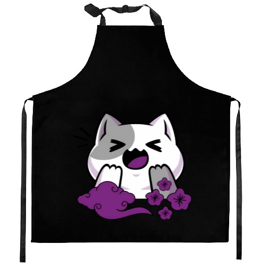 Asexual Subtle Ace Pride Anime And Cat Japanese Kitchen Aprons