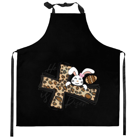 Happy Easter He Is Risen Jesus Cross Easter Bunny Kitchen Aprons