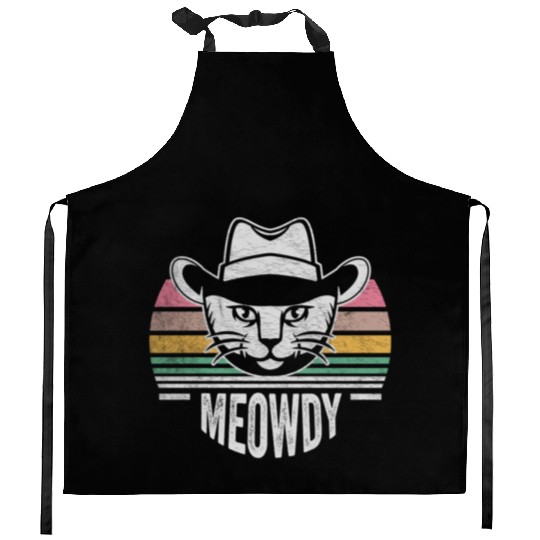 Mashup Between Meow And Howdy Cat Meme Cat Kitchen Aprons