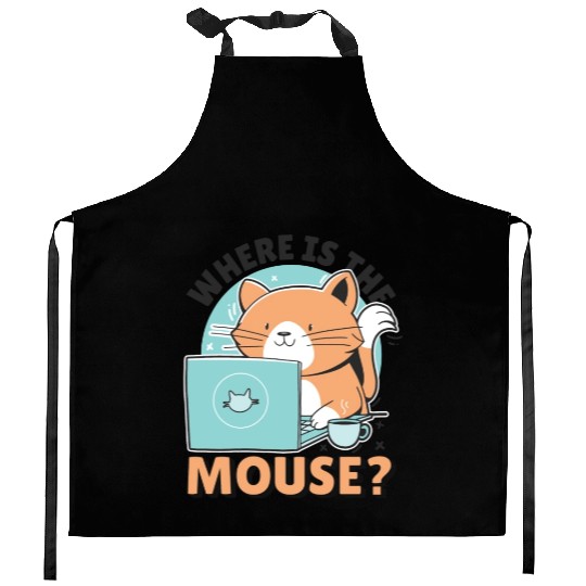 Cat Using Computer A Cat Using A Computer And The Kitchen Aprons