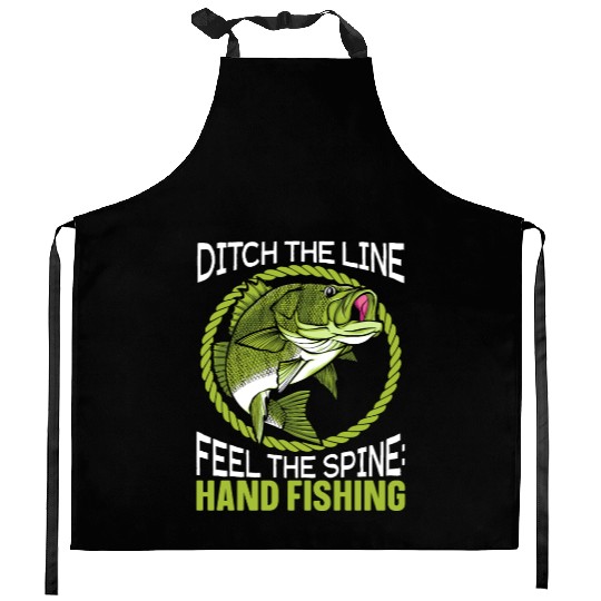 Hand Fishing Fisherman Noodling Lover Fisher Fish Kitchen Aprons