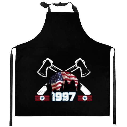 Fireman Firefighter Born In 1997 26 Usa Flag Kitchen Aprons