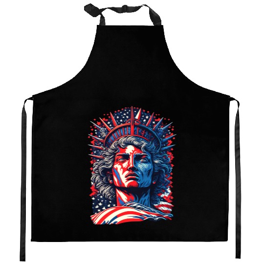 Statue of Liberty Face USA Kitchen Aprons