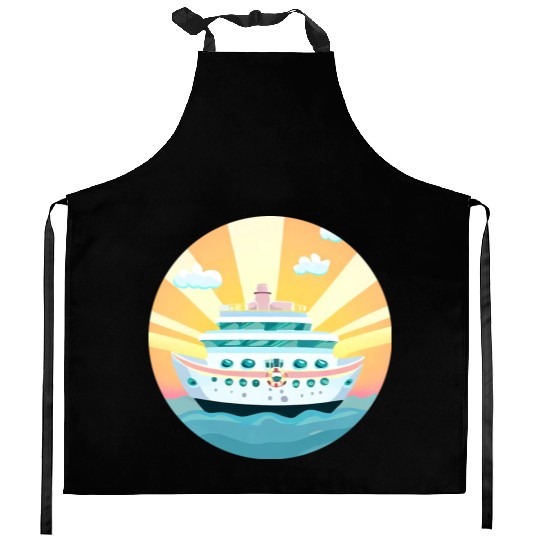 Cruise Ship at Sunset - Dream Voyage Design Kitchen Aprons