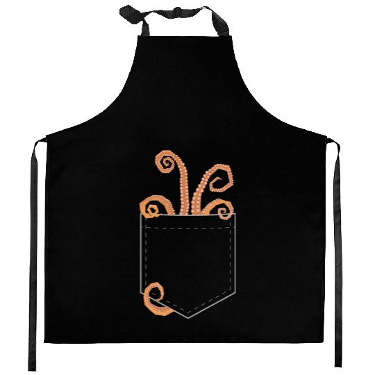 Octopus In The Pocket Funny Ocean Animals Lover Kitchen Aprons