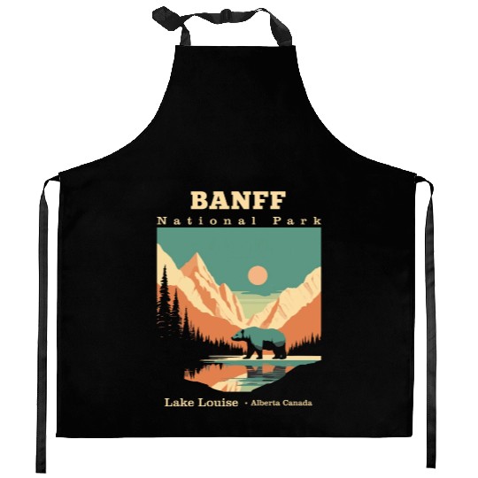 Vintage Retro Canadian Banff National Park Kitchen Aprons