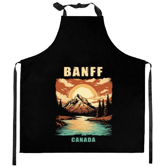 Vintage Retro Canadian Banff National Park Kitchen Aprons