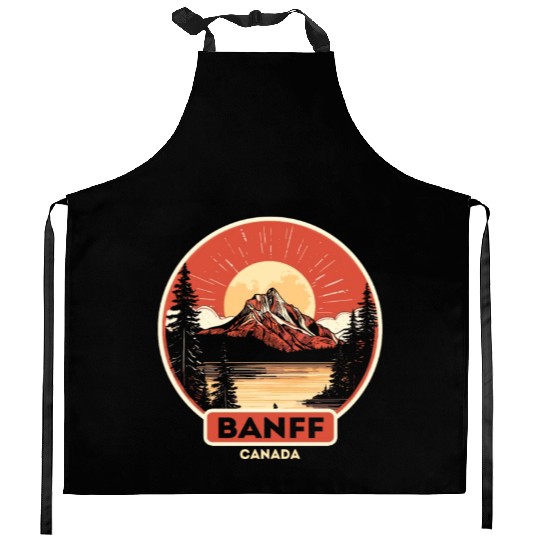 Vintage Retro Canadian Banff National Park Kitchen Aprons