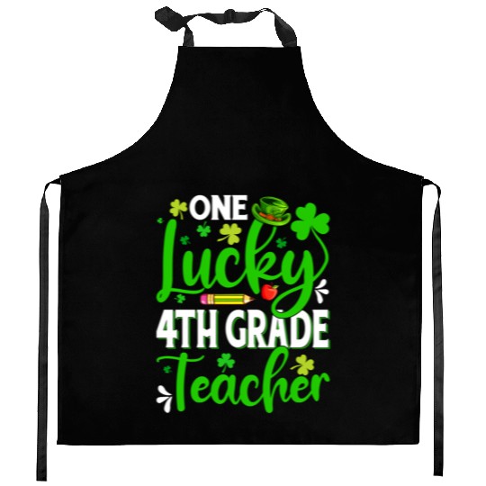 Saint Patrick'S Day One Lucky 4Th Grade Teacher Sh Kitchen Aprons