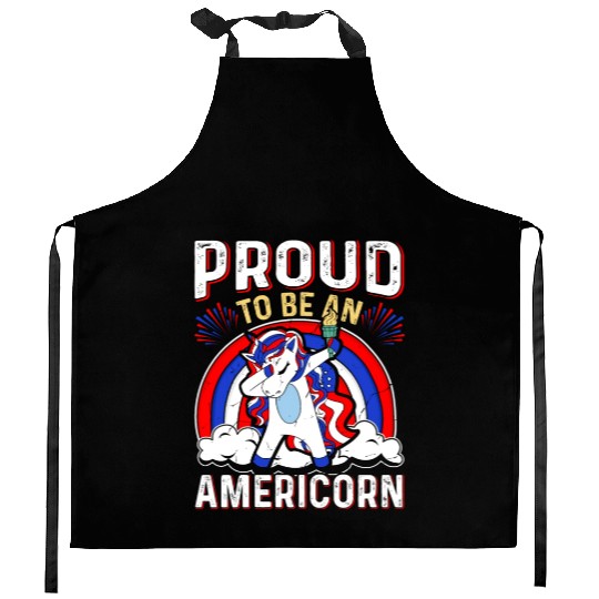 Proud to be an Americorn Unicorn Independence Day Kitchen Aprons
