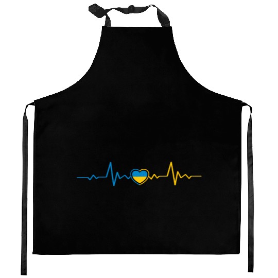 Ukrainian Flag Ukraine Heartbeat Ukrainian Herzsch Kitchen Aprons