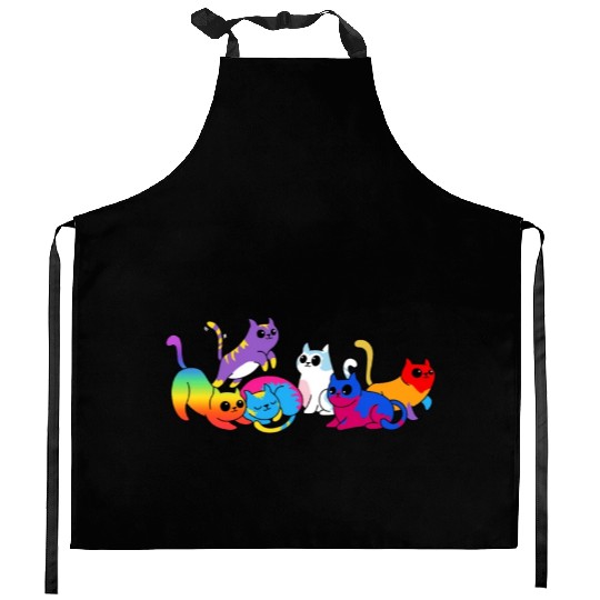 Pride Kittens LGBTQIA+ Cats Colorful Cat Kitchen Aprons