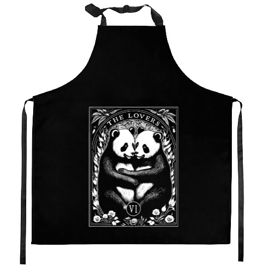 The Lovers Tarot Card Cute Panda Lover Couple Kitchen Aprons
