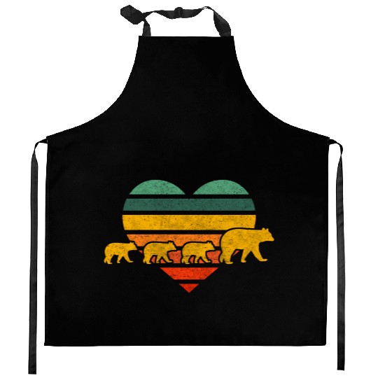 Mama Bear Three Cubs Heart Mothers Day Kitchen Aprons
