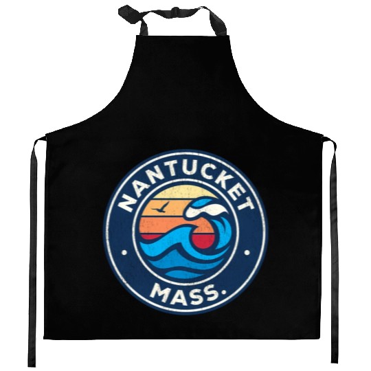 Nantucket Massachusetts Ma Nautical Waves Kitchen Aprons