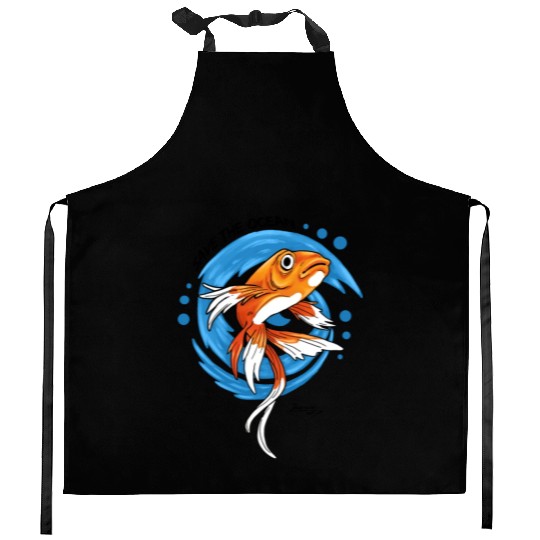 Save The Ocean Orange Fish Blue Waves Environment Kitchen Aprons