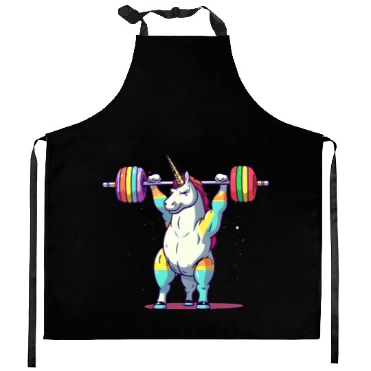 Unicorn Weighlifting Kitchen Aprons