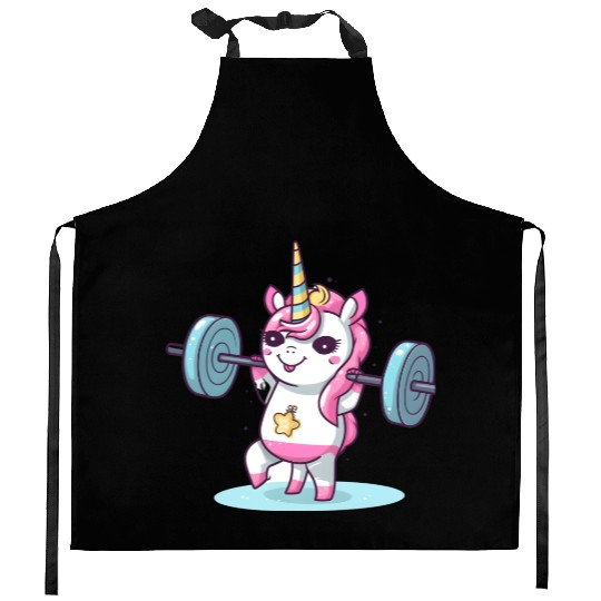Unicorn Weighlifting Kitchen Aprons