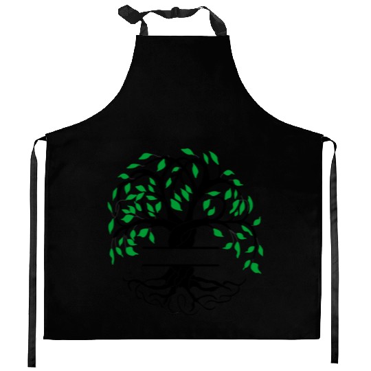 Yggdrasil the tree of life with nameplate Kitchen Aprons
