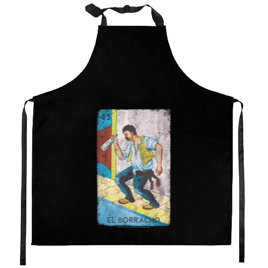 Loteria El Borracho Colorful Tarot Card Kitchen Aprons