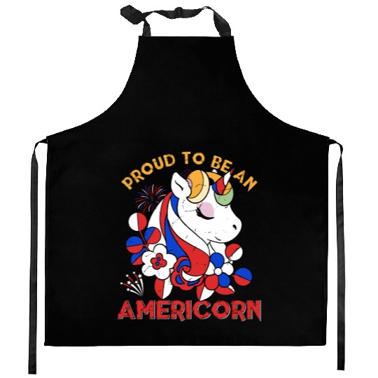 Proud to be an Americorn Unicorn Independence Day Kitchen Aprons