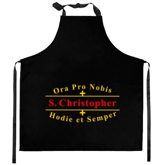 Saint Christopher Catholic Latin Prayer Kitchen Aprons