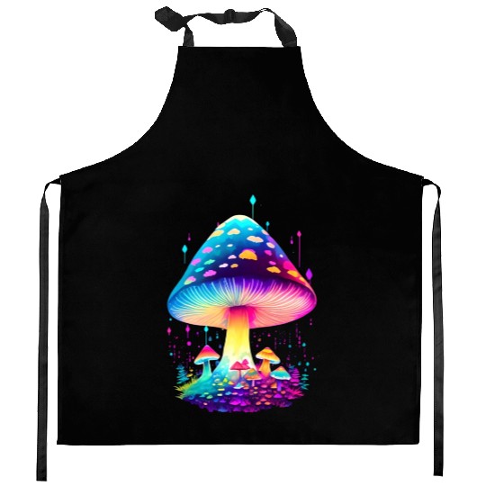 Enchanting Fungi: A Neon Wonderland Kitchen Aprons