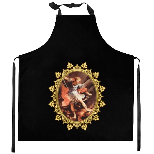 St. Michael the Archangel Icon Dragon Catholic Ang Kitchen Aprons