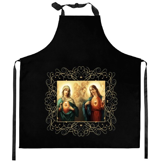 Sacred Heart and Immaculate Heart Picture Jesus an Kitchen Aprons