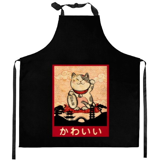 Cat Ramen Bowl Anime Japanese Noodles Kawaii Neko Kitchen Aprons