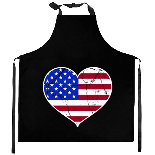 Love America Flag Independence Day USA Patriots Kitchen Aprons