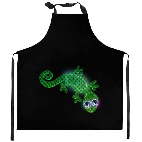 Green lizard Kitchen Aprons