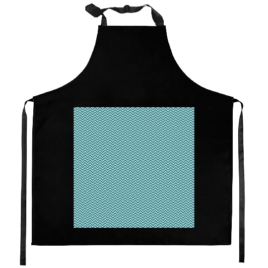 Retro Teal Chevron Pattern Kitchen Aprons