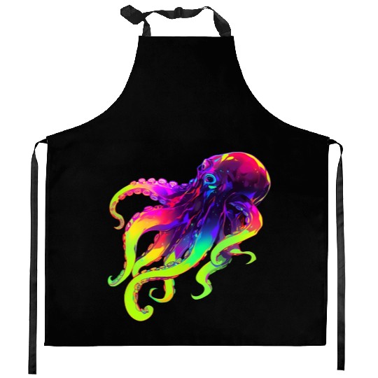 Neon Octopus Kitchen Aprons