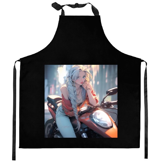 Cool Biker Chick Kitchen Aprons