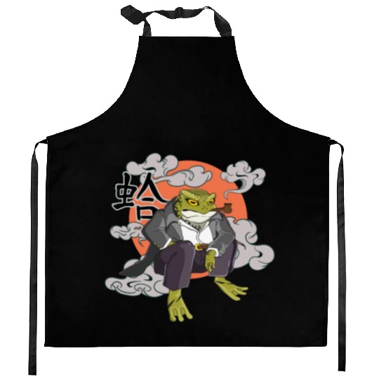 Japanese frog in Yakuza gangster costume Kitchen Aprons