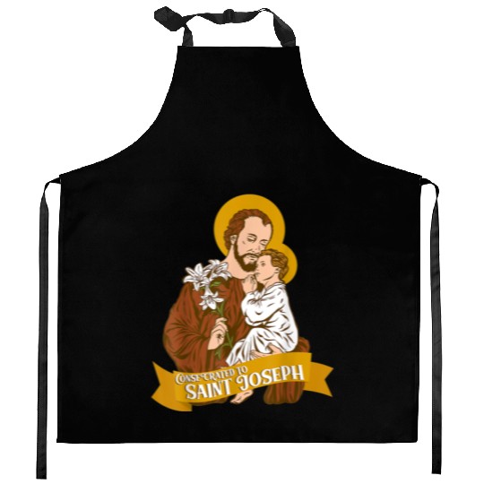 Consecration to St Joseph and Child Jesus Catholic Kitchen Aprons