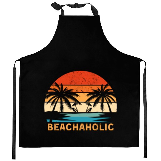 Tropical Sunset Beach Scene Kitchen Aprons