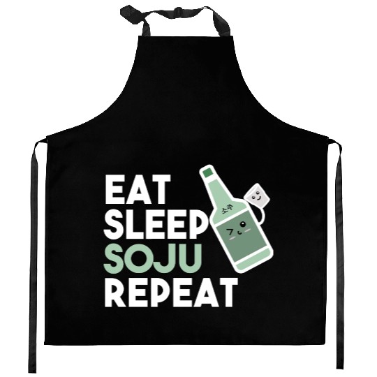 Eat Sleep Soju Repeat red summer quote Kitchen Aprons