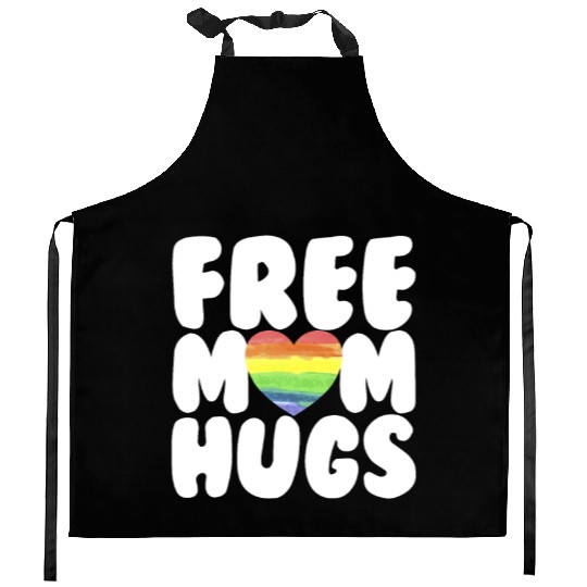 Free Mom Hugs LGBTQ Plus Rainbow Heart Free Hugs Kitchen Aprons