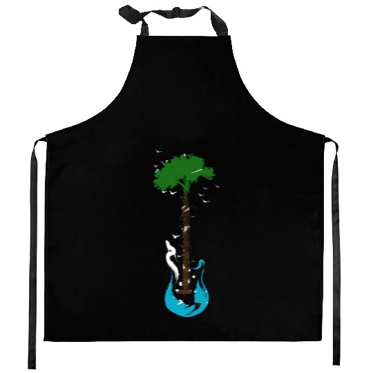 Guitar Nature Musician Earth Day Tree Guitarist Kitchen Aprons