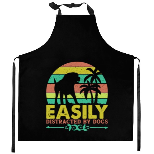 Easily Distracted By Dogs Kitchen Aprons