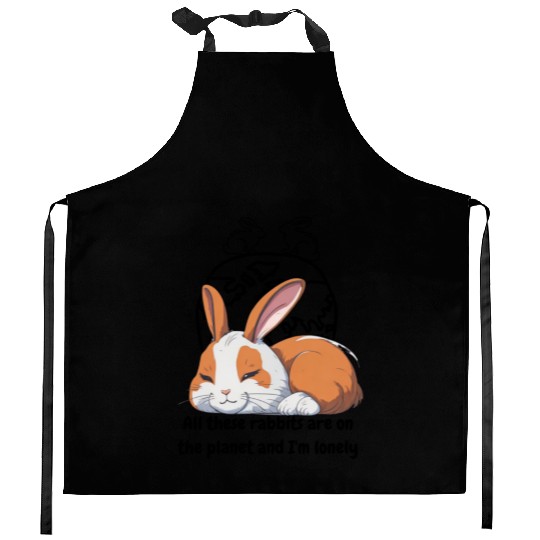 Lonely rabbit Kitchen Aprons