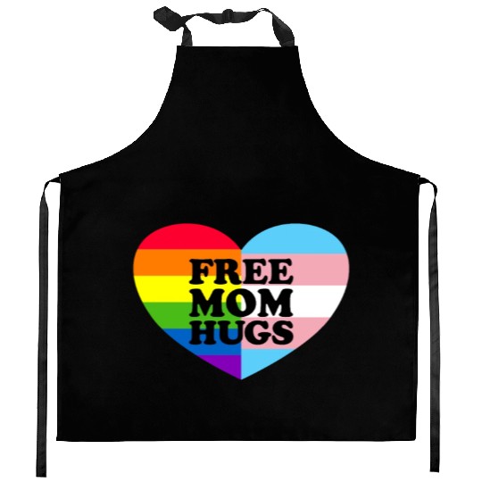 Free Mom Hugs Gay Pride Trans Flag LGBTQ Free Hugs Kitchen Aprons