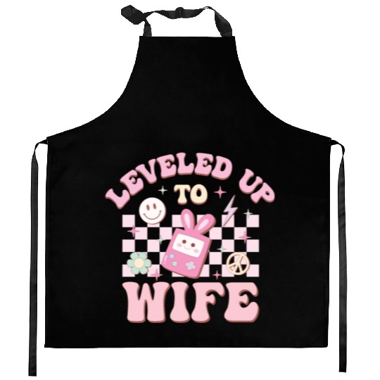 Leveled Up To Wife, Happy Game Day Kitchen Aprons