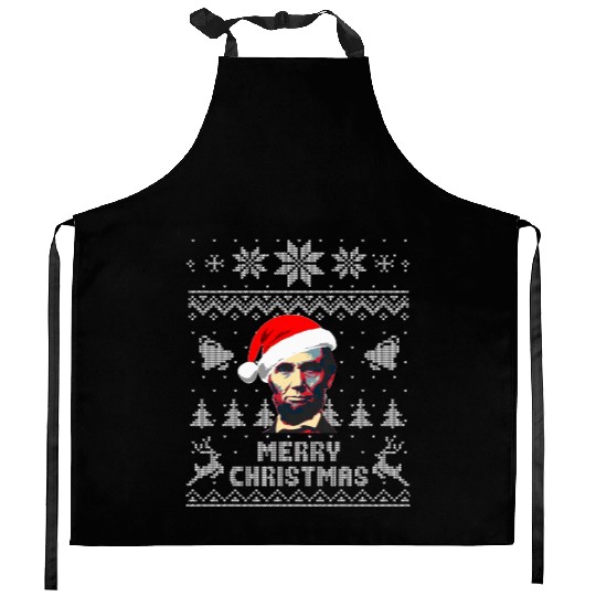 Abraham Lincoln Merry Christmas Kitchen Aprons