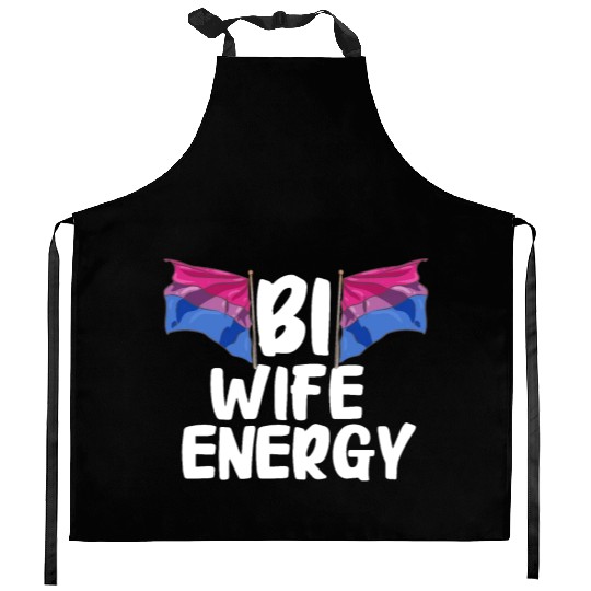 Bi Wife Energy LGBTQ Bisexual Pride Flag Kitchen Aprons