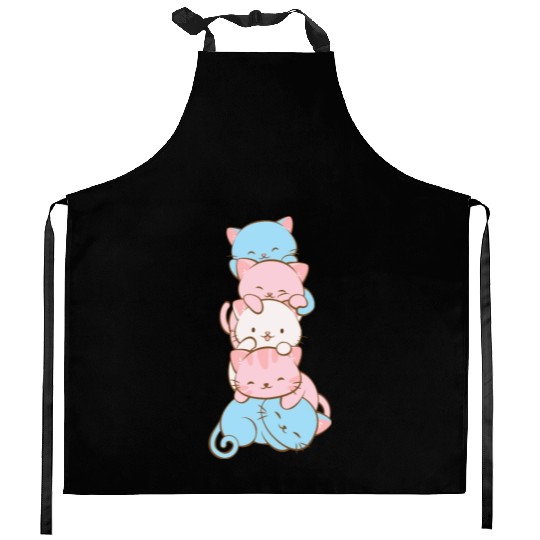 Transgender Pride Flag Cute Kawaii Cats Subtle Kitchen Aprons