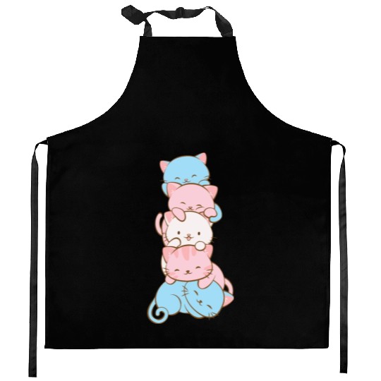 Transgender Pride Flag Cute Kawaii Cats Subtle Kitchen Aprons