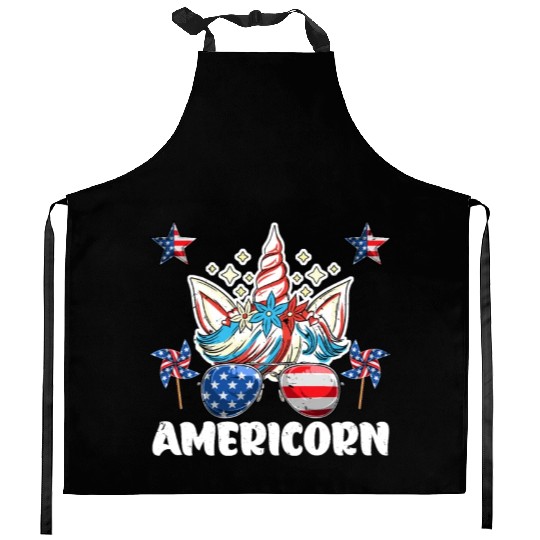Independence Day Americorn Unicorn USA Party Kitchen Aprons